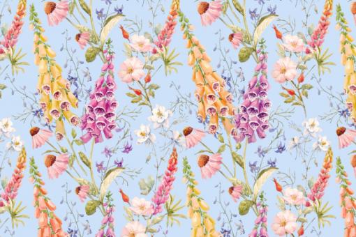 Samt-Stoff - Wildblumen-Variation