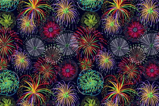 Satin Stoff - Feuerwerk