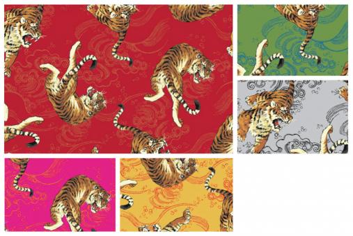 Farbtafel für den Satin-Stoff - Chinesischer-Tiger