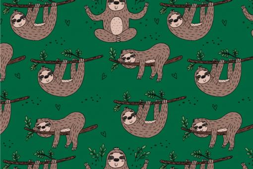 Fleece Stoff - Lazy-Faultier