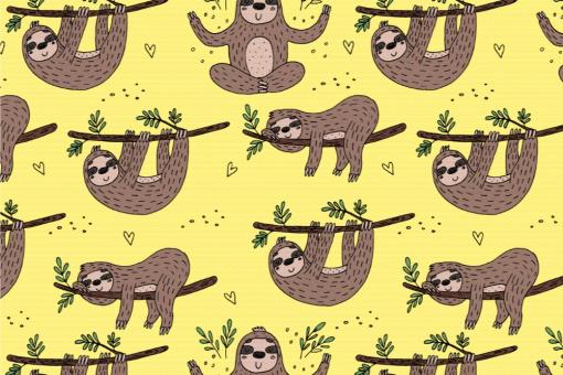 Fleece Stoff - Lazy-Faultier