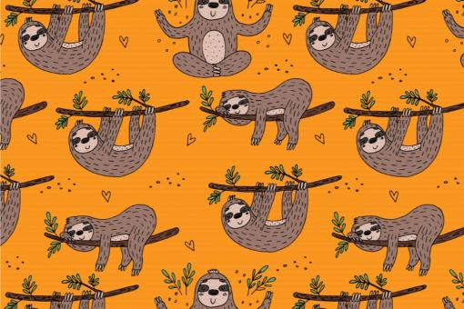 Fleece Stoff - Lazy-Faultier