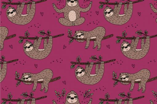 Fleece Stoff - Lazy-Faultier