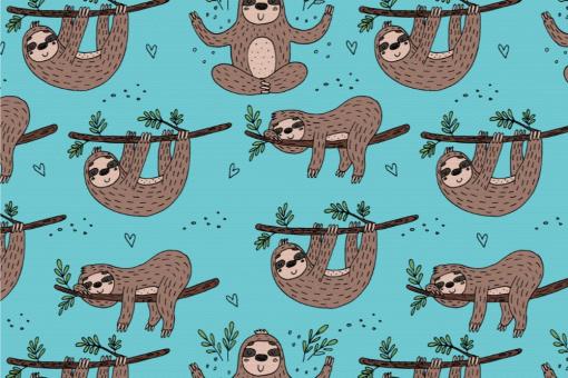 Fleece Stoff - Lazy-Faultier