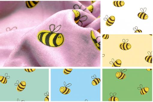 Fleecestoff mit Bienenmotiv in verschiedenen Farben