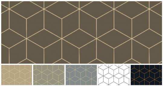 Vorhangstoff mit geometrischem Muster in verschiedenen Farben