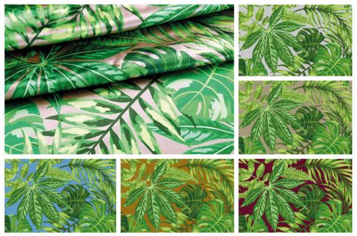 Samt-Stoff - Tropen-Blätter