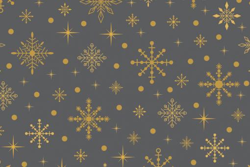 Samtstoff mit weihnachtlichen Sternen und Schneekristallen in verschiedenen Farben