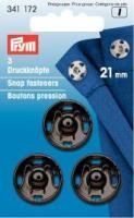 Annäh-Druckknöpfe 21 mm Schwarz - 3 Stück