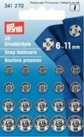 Annäh-Druckknöpfe 6 - 11 mm - Silber - 20 Stück