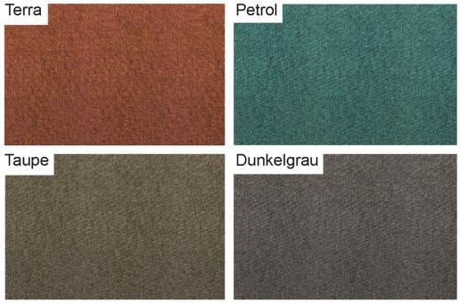 Farbtafel mit Polyesterstoffen in verschiedenen Melange-Farben