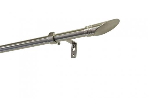 Stilgarnitur - Metall-Gardinenstange - Ø 16/19 mm - 120 - 210 cm - Ellipse - Edelstahl-Optik