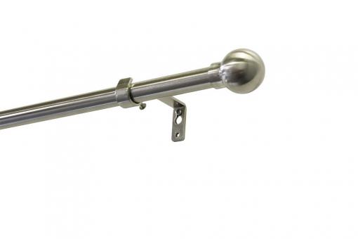 Stilgarnitur - Metall-Gardinenstange - Ø 16/19 mm - 120 - 210 cm - Kugel - Edelstahl-Optik