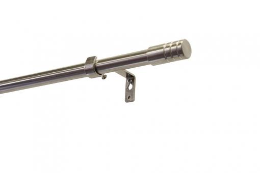 Stilgarnitur - Metall-Gardinenstange - Ø 16/19 mm - 120 - 210 cm - Zylinder - Edelstahl-Optik
