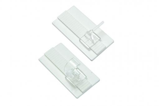 GARDINIA Klebehaken Universal für Vitrage- u. Cafehausstangen - 2 Stück - Weiß/Transparent