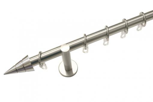 Stilgarnitur - Metall-Gardinenstange - Ø 20 mm - 120 cm - Kegel - Edelstahl-Optik