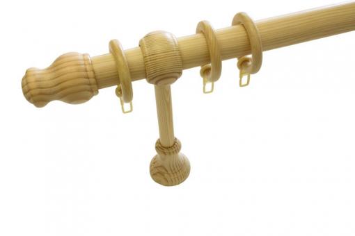 GARDINIA Stilgarnitur - Holz-Gardinenstange Lugano Classic - Ø 28 mm - 120 cm - Kiefer