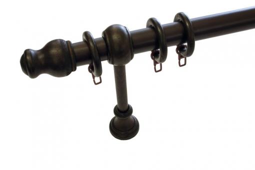 GARDINIA Stilgarnitur - Holz-Gardinenstange Lugano Classic - Ø 28 mm - 160 cm - Kolonial