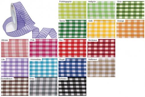 Vichy-Band mit Drahtkante 25 mm -20 m Rolle