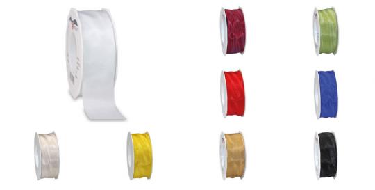 Seidenband mit Drahtkante - 25 m Rolle