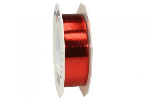 Metallicband - 25 mm -  25 m-Rolle - Rot