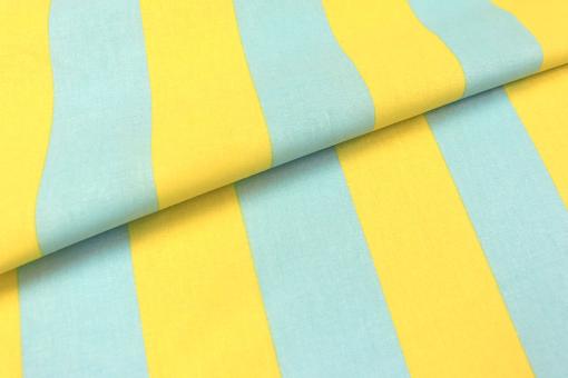 Baumwollstoff Blockstreifen - Gelb/Hellblau