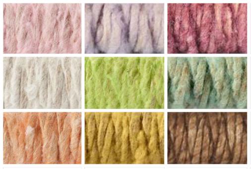 Farbauswahl der Wollkordel im angesagten Vintage-Stil