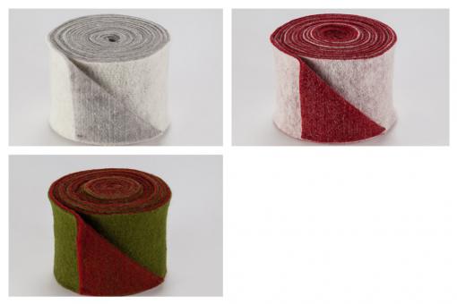 Wollfilz-Band 7,5 cm breit - zweifarbig - 5 m-Rolle