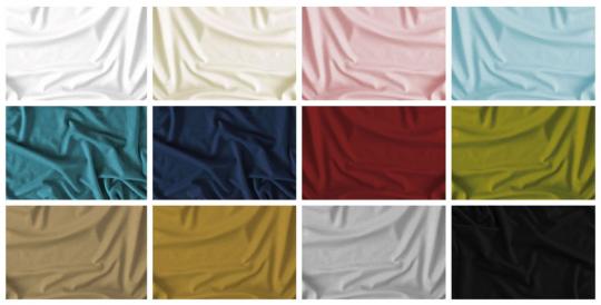 Farbtafel mit Modal-Jersey-Stoffen in verschiedenen Farben