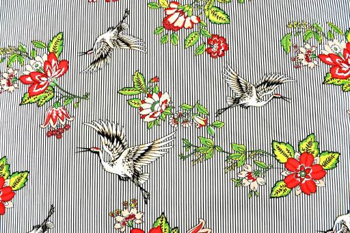 Viskosestoff - Flug des Kranichs - Schwarz - 1,0 Meter