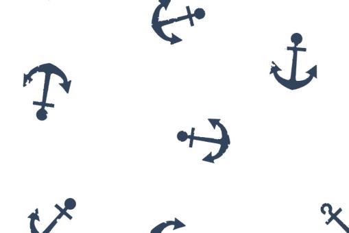 Musselin - Anker - Weiß/Navy