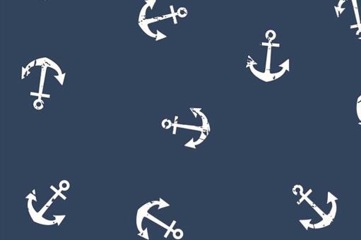 Musselin - Anker - Navy/Weiß