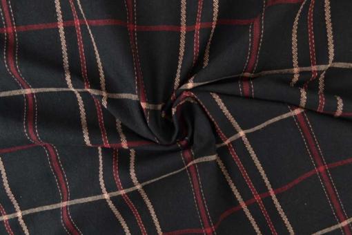Baumwoll-Leinen Schottenkaro - Schwarz