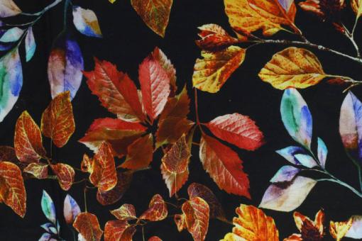 Viskosestoff - Midnight Leaves