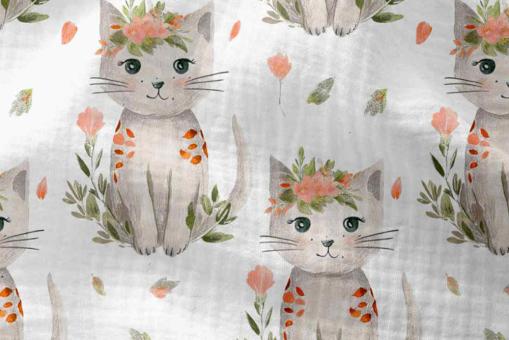 Musselin Digital - Katzen in der Wiese
