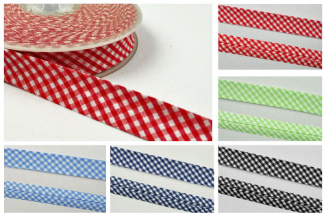 Farbtafel mit Vichy-Karo-Schrägband in verschiedenen Farben