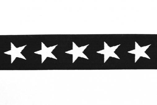 Gummiband - Sterne - 4 cm - Schwarz