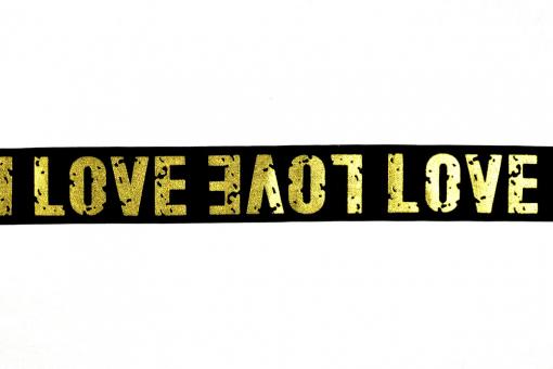 Gummiband - LOVE - 40 mm - Gold