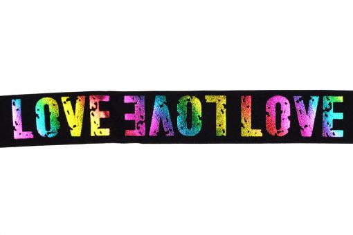 Gummiband - LOVE - 40 mm - Regenbogen