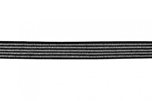 Gummiband - Glitzer - 25 mm - Silber