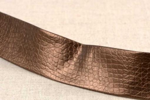 Kunstleder-Schrägband - Metallic - Bronze