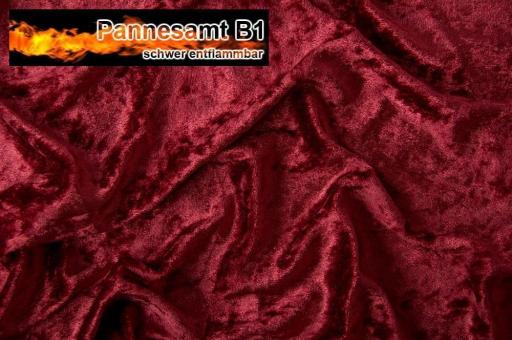 Pannesamt B1 - schwer entflammbar - Bordeaux - 1,0 Meter
