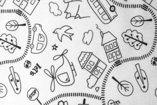 Ausmalstoff Baumwolle - Fahrzeuge