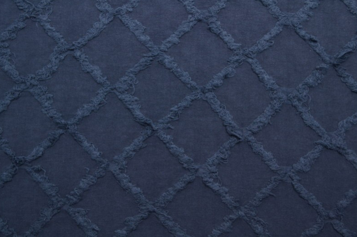 Baumwollstoff - Rautenstickerei - Blau