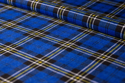 Baumwollflanell - Royal & Gelb