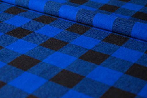 Baumwollflanell - Royal/Schwarz