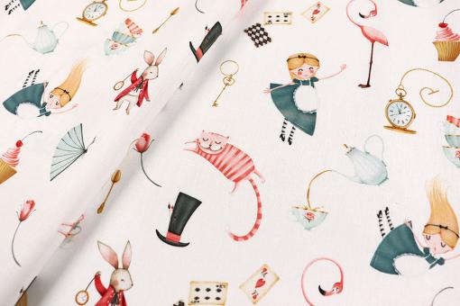 Baumwollstoff - Alicia in der Wunderwelt