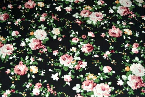 Baumwollstoff - Classic Roses - Schwarz