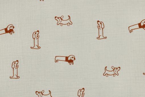 Musselin - Gestickter Dackel