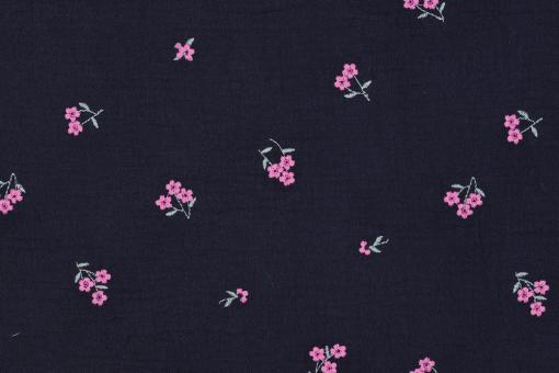 Musselin - Blütenstick - Nachtblau